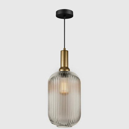 White Ribbed Glass Pendant