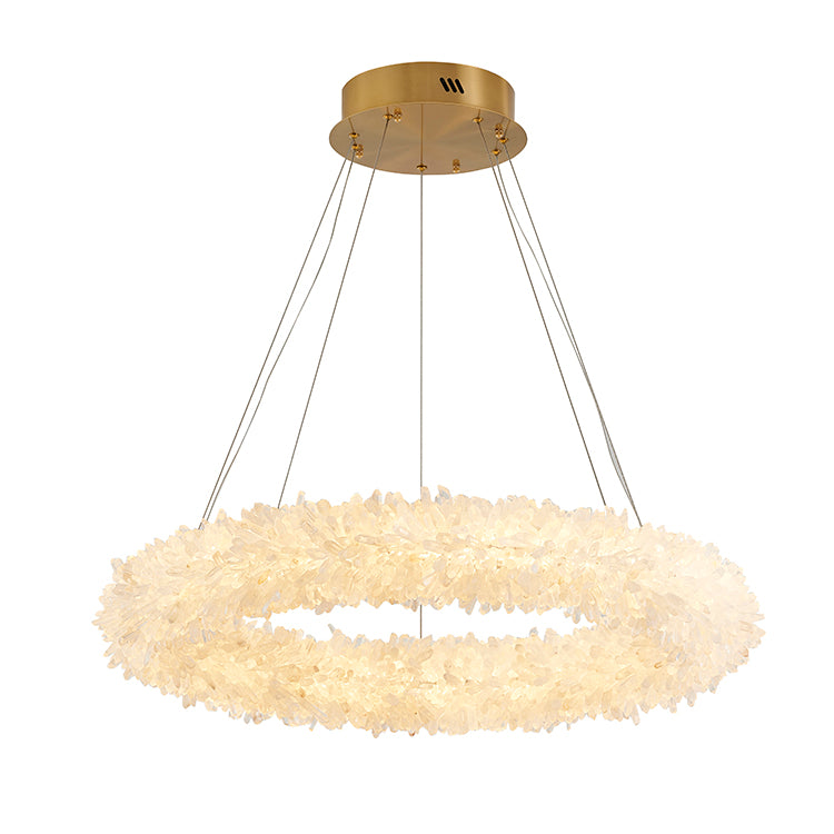 Brass Chandelier With A Spiky Natural Crystal Halo