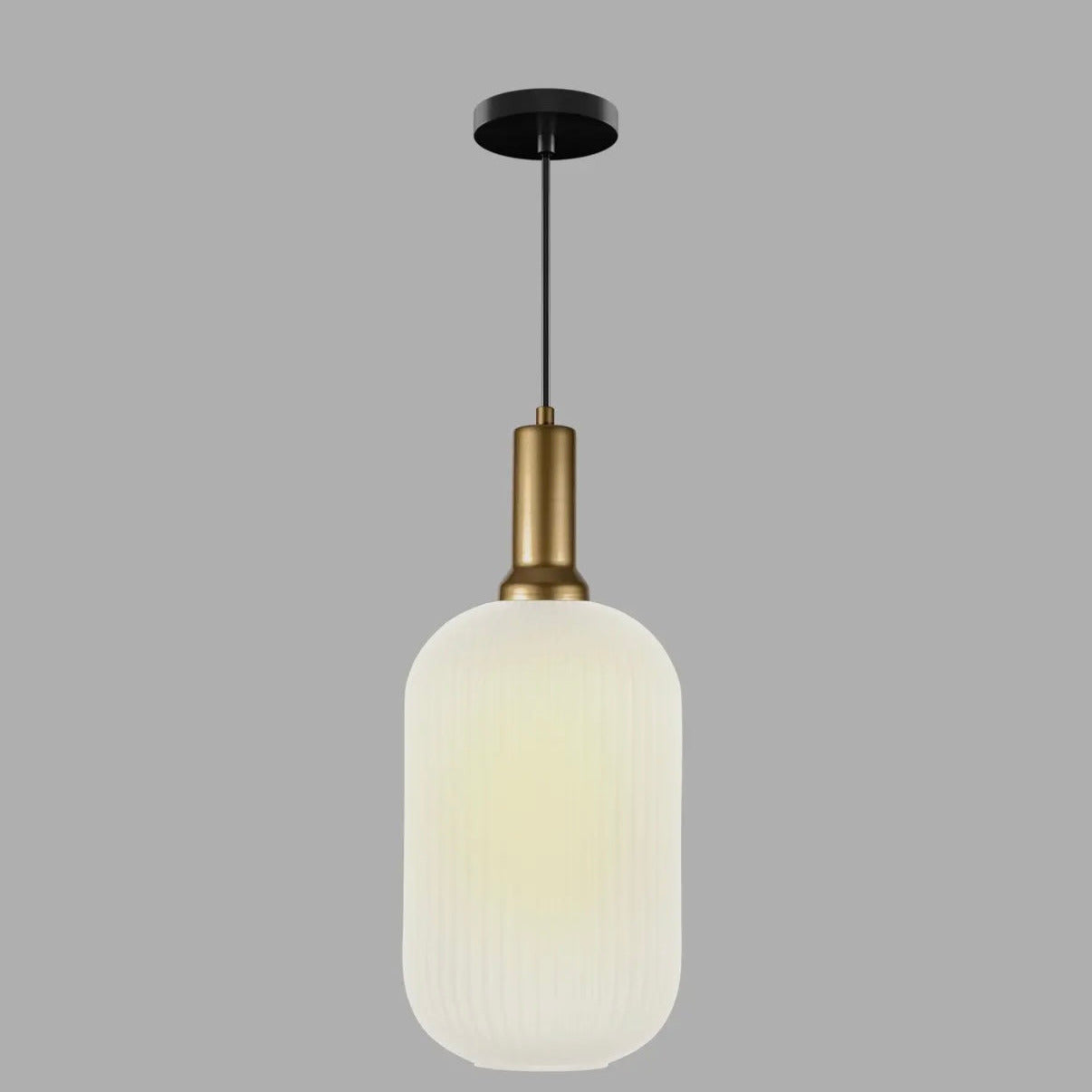 White Ribbed Glass Pendant