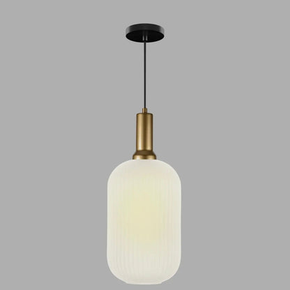 White Ribbed Glass Pendant