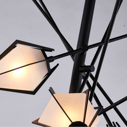 Metal Chandelier with Frosted Glass Shades