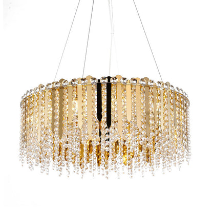 Gold Chandelier With Clear Hanging Crystal Beads