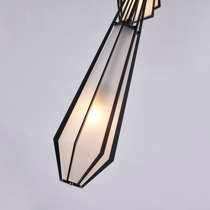 Metal Chandelier with Frosted Glass Shades