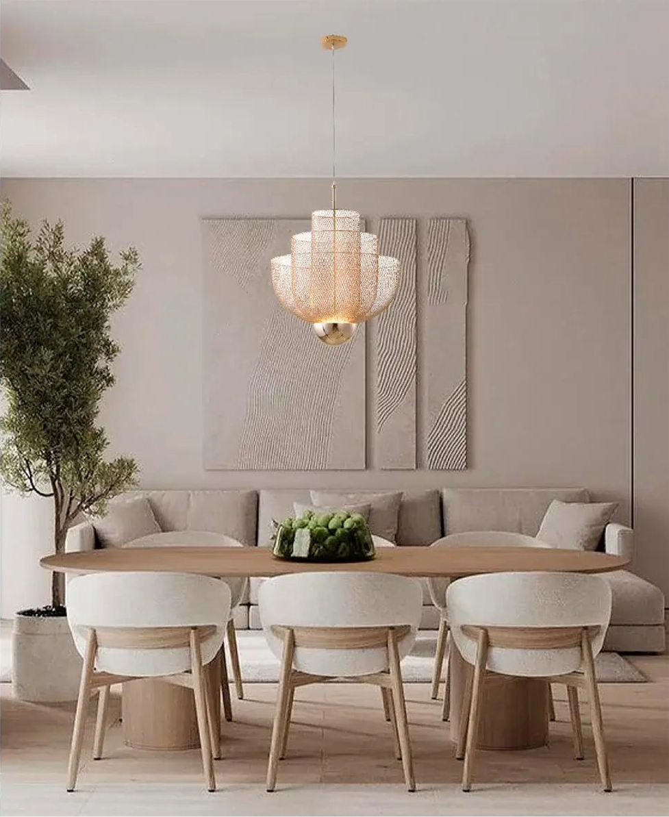 Triple-Tier Gold Mesh LED Light - S