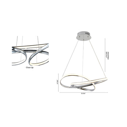 Black LED Chandelier – Modern Aluminum Ring Pendant Light