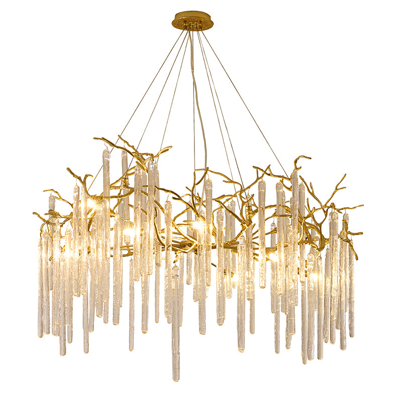 Brass Chandelier with Clear Glass Drops