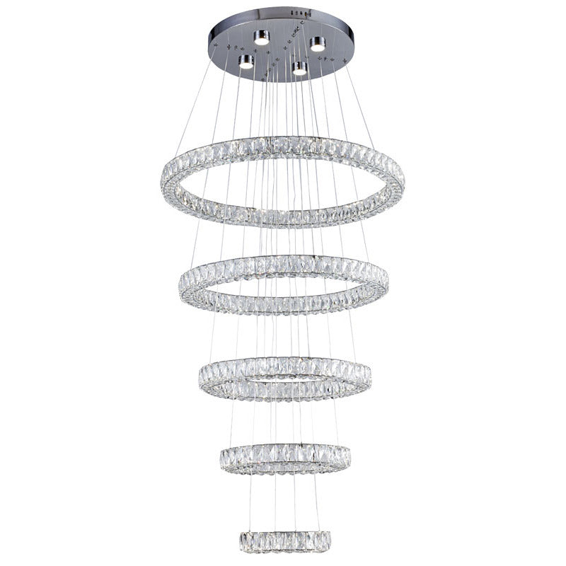 Triple Crystal Ring LED Chandelier