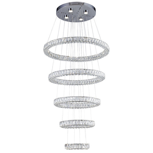 Triple Crystal Ring LED Chandelier