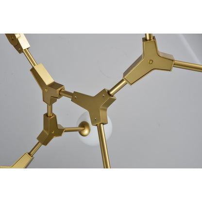 Gold Frame Ceiling Fixture with White Glass Shades