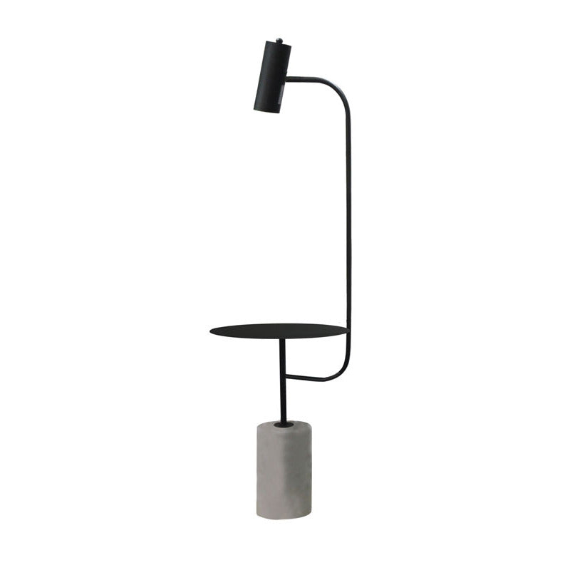 Matte Black Floor Lamp with Concrete Base