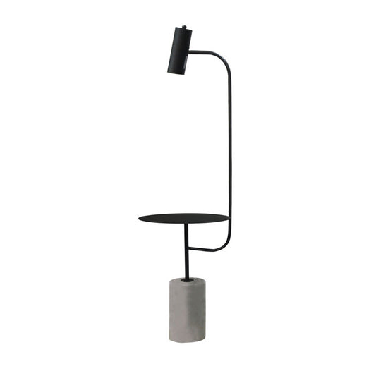 Matte Black Floor Lamp with Concrete Base