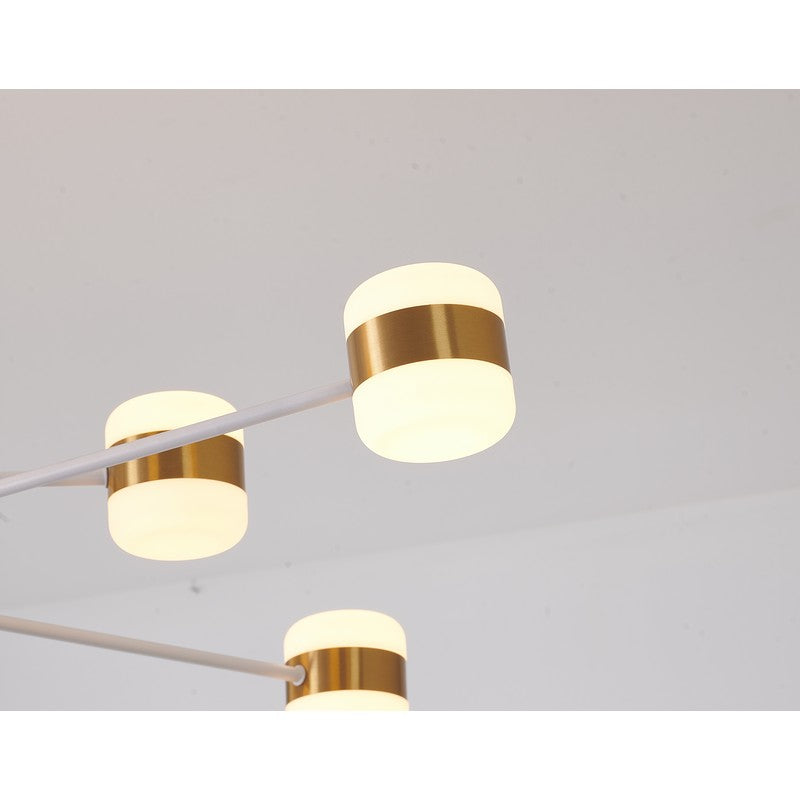 White Framed LED Chandelier with Gold Accents