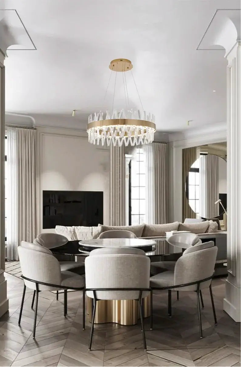 Modern Gold LED Chandelier with Integrated LED & Crystals
by Bethel International