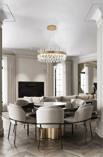 Modern Gold LED Chandelier with Integrated LED & Crystals
by Bethel International