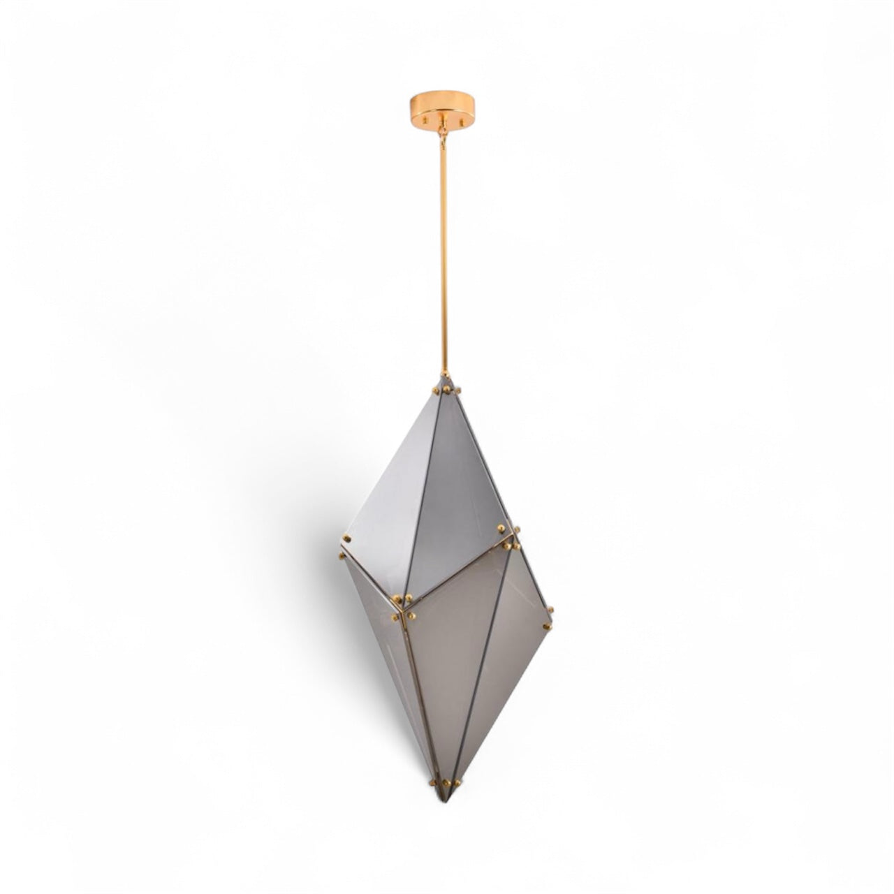 Gold Framed Prism Chandelier with a Smoke Glass Shade