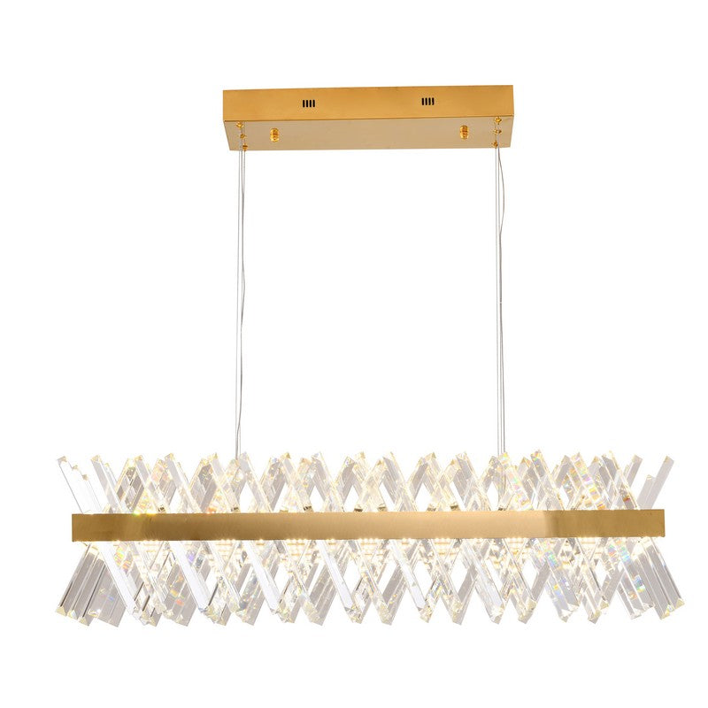 Dimmable Gold Metal LED Chandelier, Rectangular Design