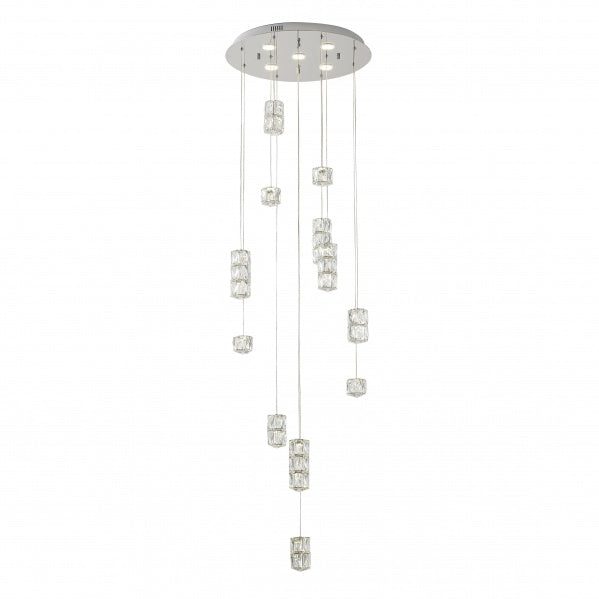 Chrome Flush Mount Crystal LED Chandelier