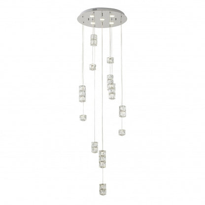 Chrome Flush Mount Crystal LED Chandelier