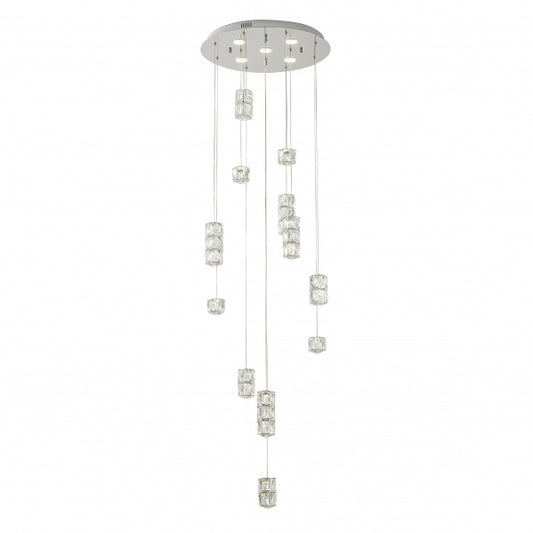 Chrome Flush Mount Crystal LED Chandelier