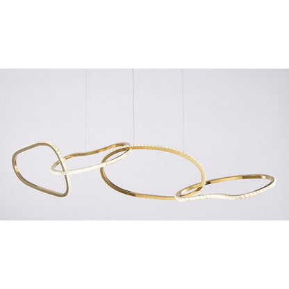 4-Light Gold Stainless Steel Chandelier With Clear Crystals