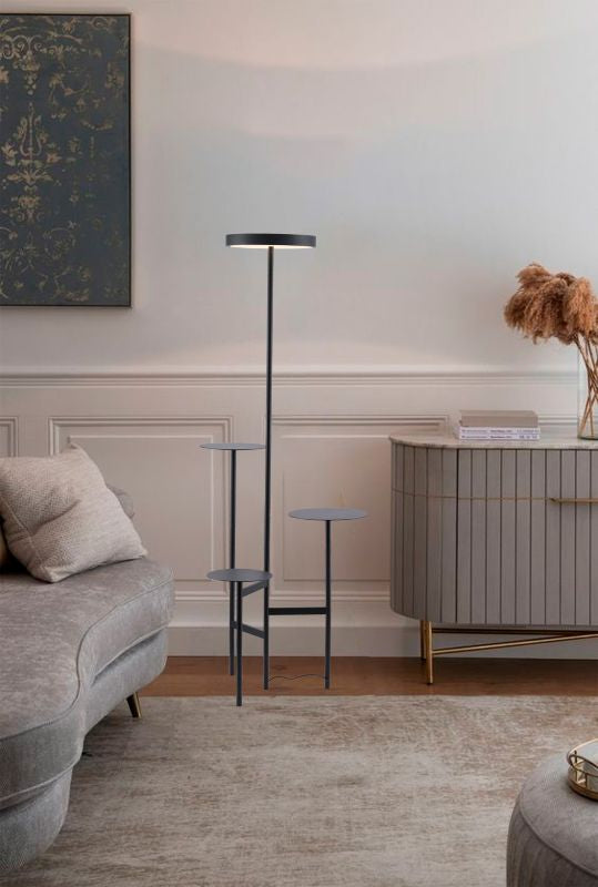 Black Floor Lamp With A White Acrylic Shade