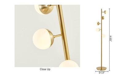 Brass Floor Lamp With White Glass Shade