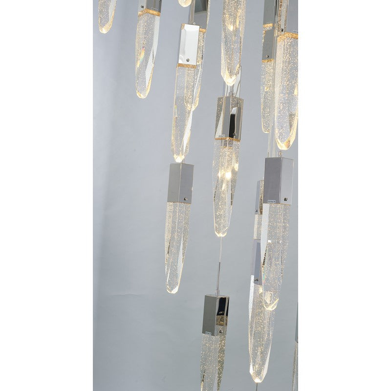 Flushed Chrome Frame Chandelier with Clear Bubble Hanging Crystal Pendants