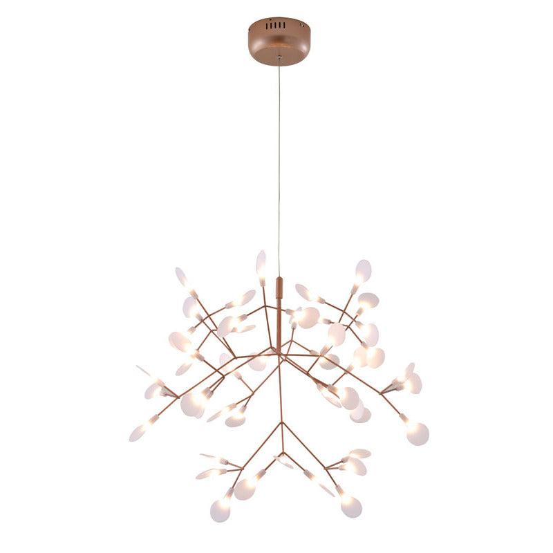 Matte Copper Branch Chandelier With White ACRYLIC Shades