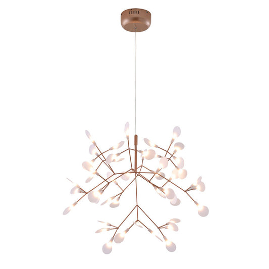 Matte Copper Branch Chandelier With White ACRYLIC Shades