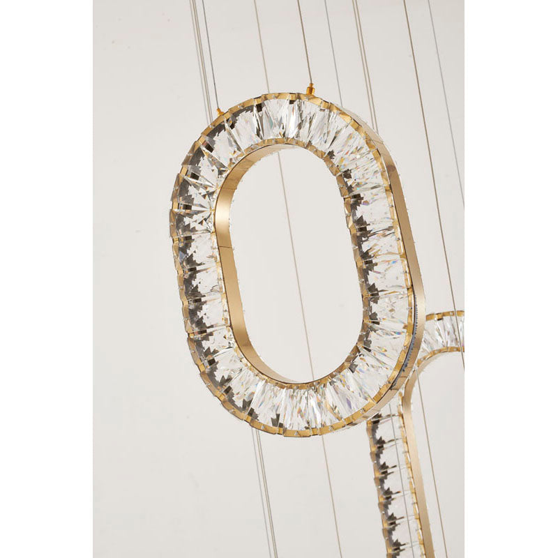 LED Chandelier With Oval Clear Crystal Hanging Pendants