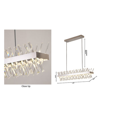 Rectangular Chrome Chandelier with Clear Crystal