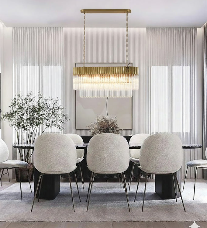 Oval Chandelier With Clear Hanging Crystals
