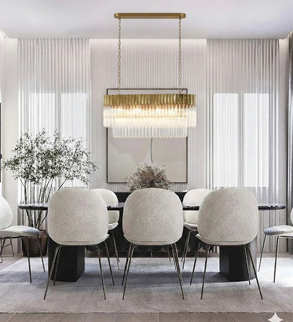 Oval Chandelier With Clear Hanging Crystals