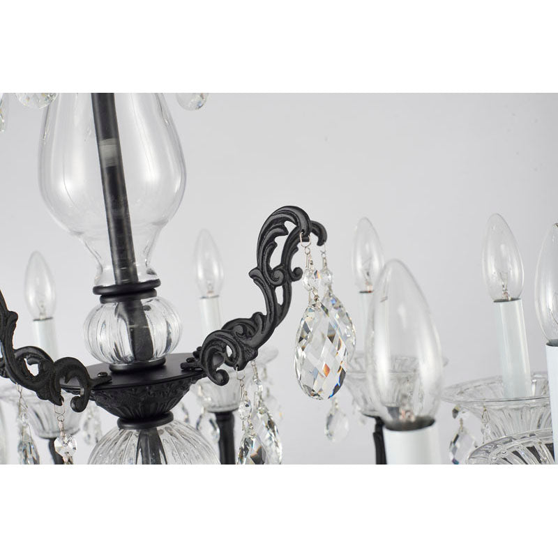 Satin Black 10-Light Crystal Chandelier