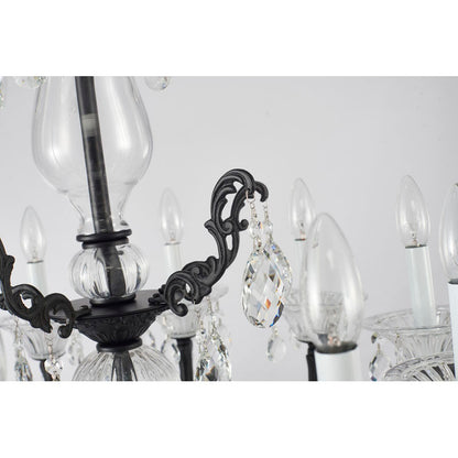 Satin Black 10-Light Crystal Chandelier
