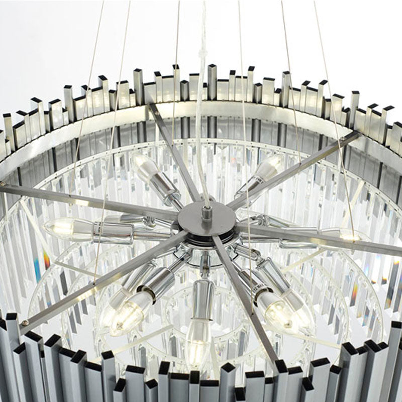 Hairline Chandelier With Clear Hanging Crystals