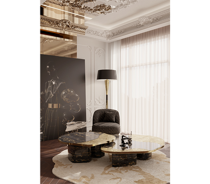 Ophelia Portoro Marble & Gold Center Table
