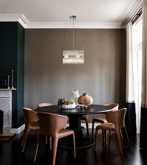 Chrome Halo Frame Chandelier with Clear Glass Rods