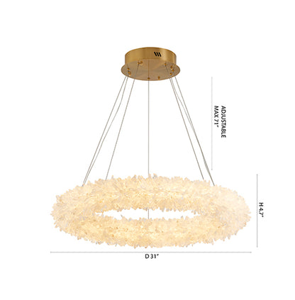 Brass Chandelier With A Spiky Natural Crystal Halo
