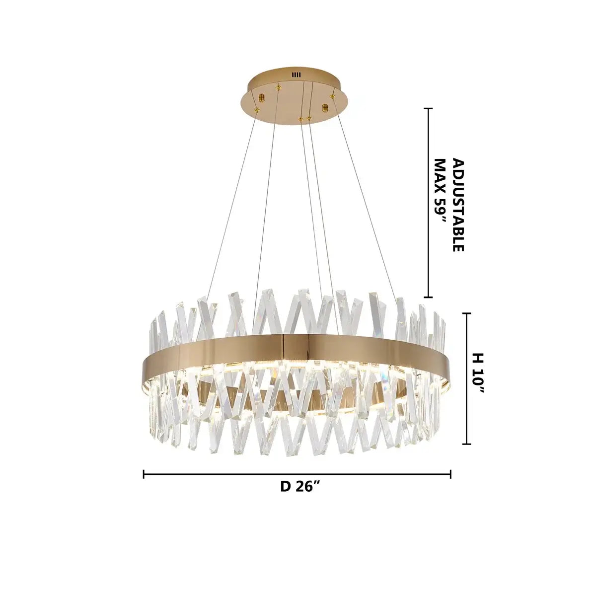 Modern Gold LED Chandelier with Integrated LED & Crystals
by Bethel International