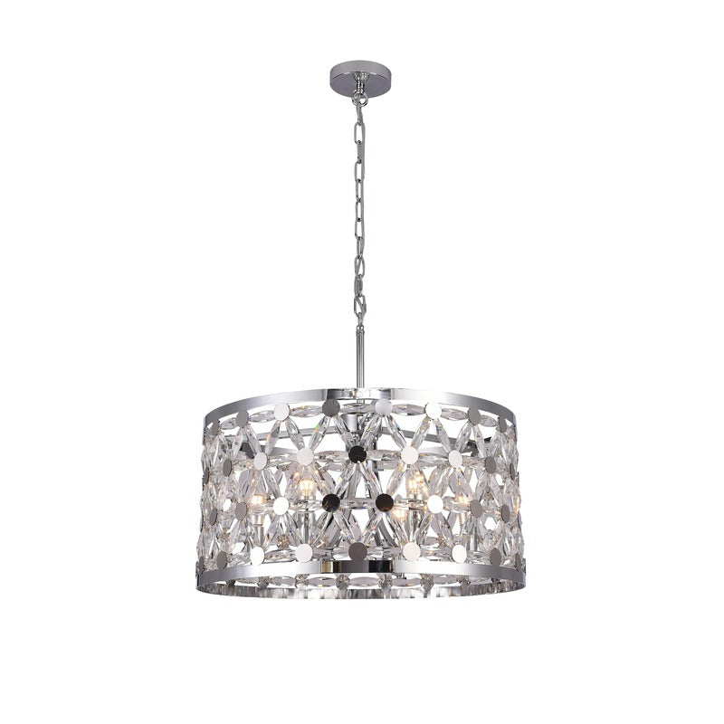 Drum Chandelier With Star Clear Crystal Detailing