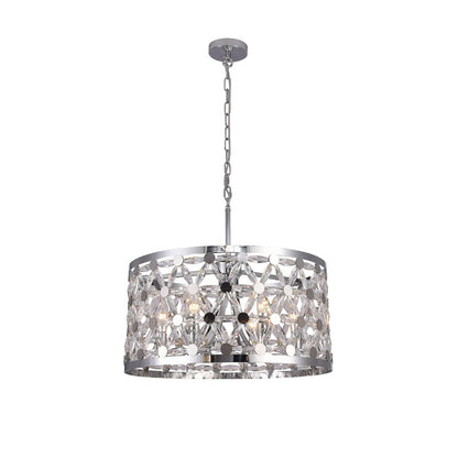 Drum Chandelier With Star Clear Crystal Detailing