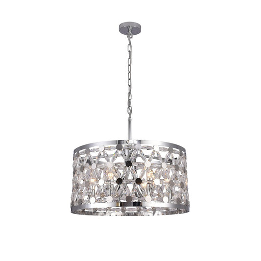 Drum Chandelier With Star Clear Crystal Detailing