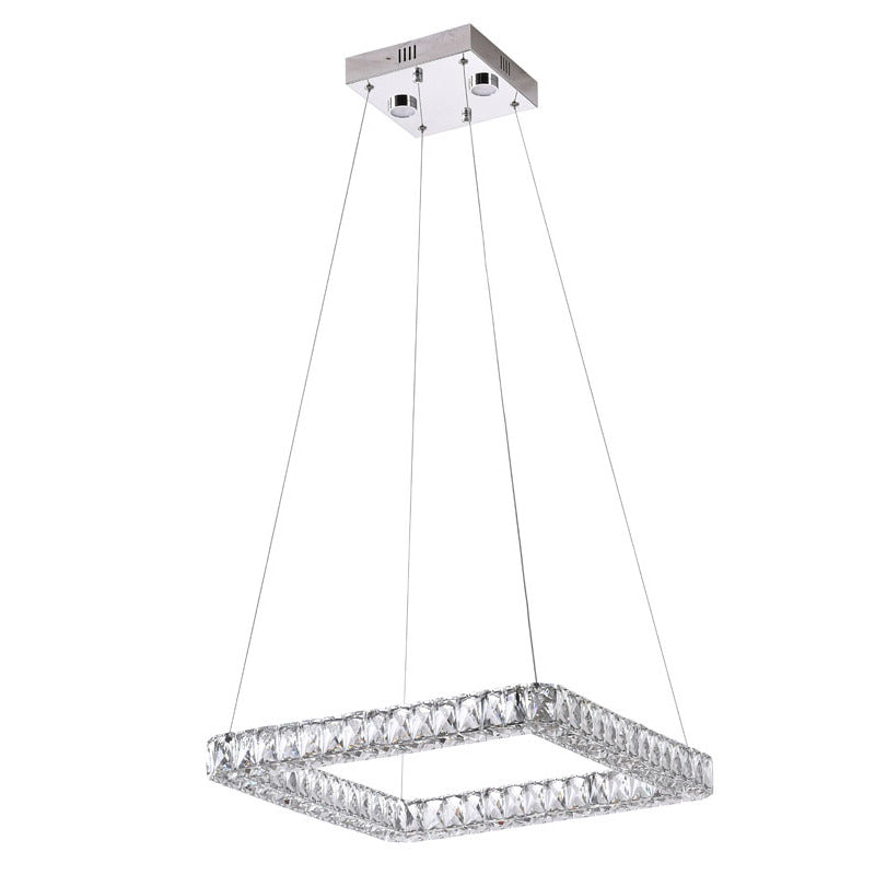 Chrome Square Crystal LED Chandelier