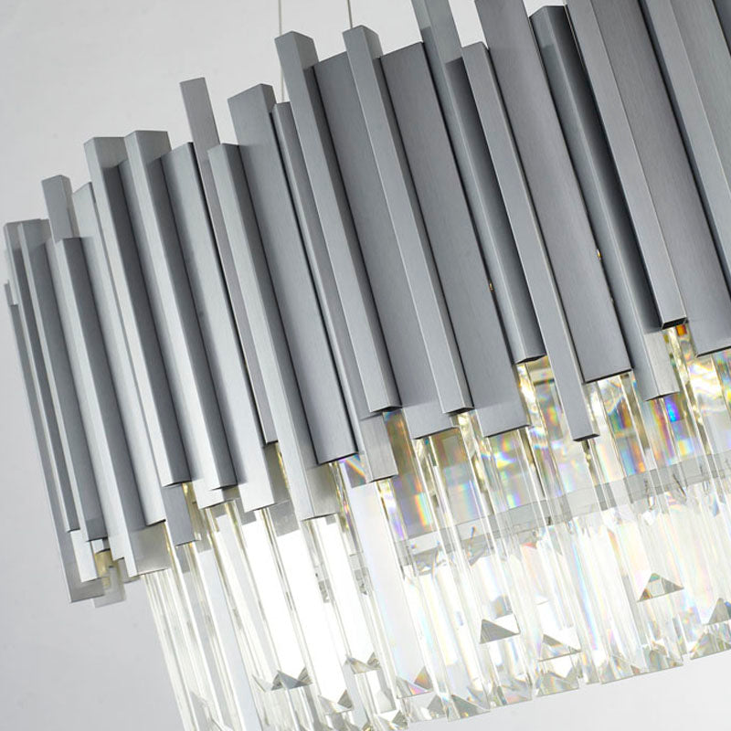 Hairline Chandelier With Clear Hanging Crystals