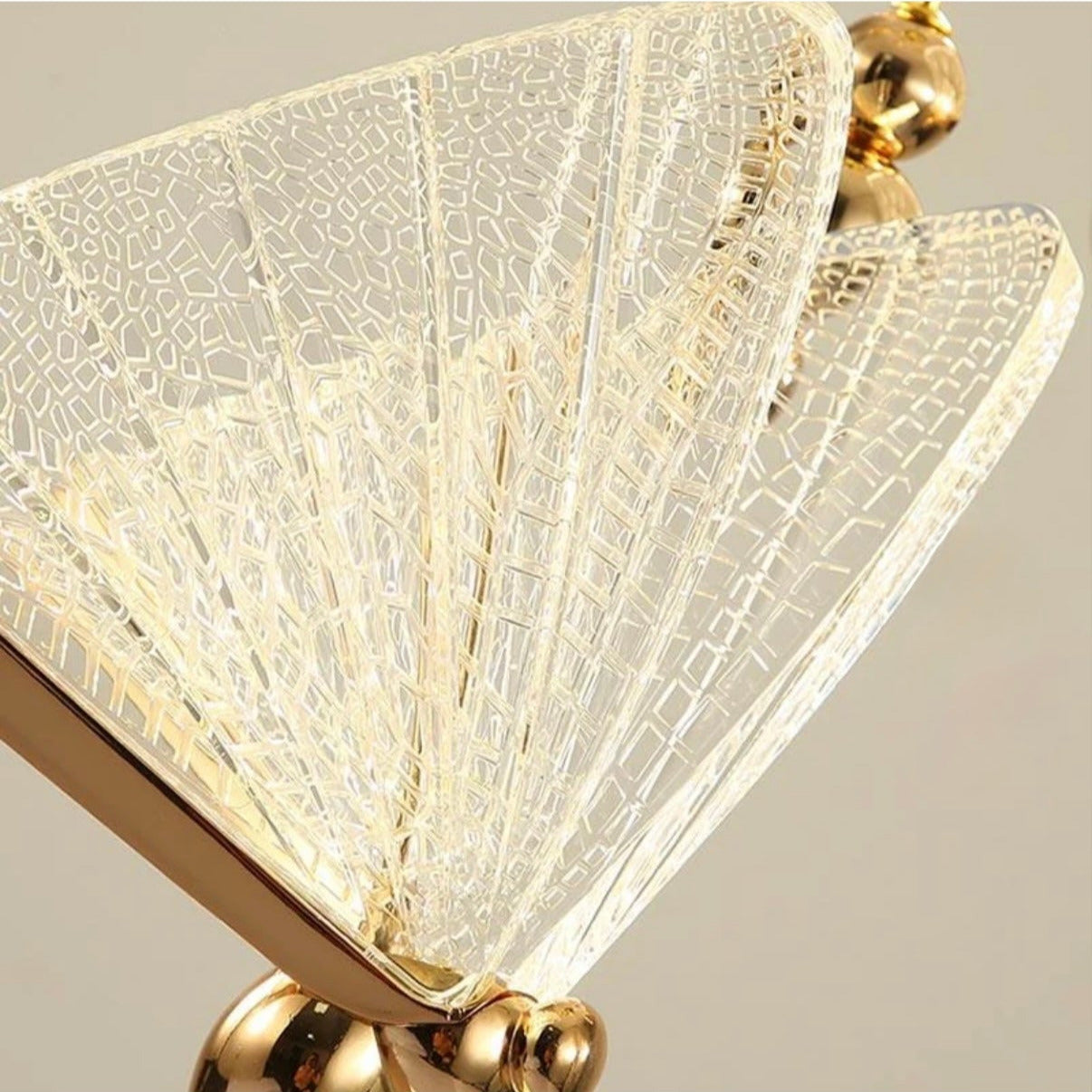 Elegant Satin Brass LED Chandelier with Butterfly Pendants