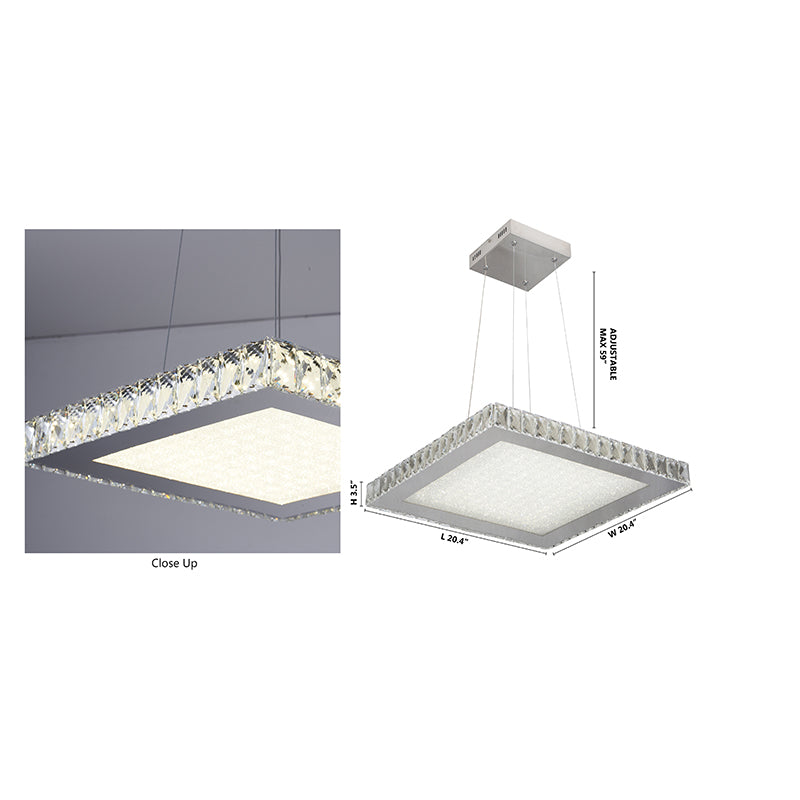 Square Clear Crystal LED Chandelier