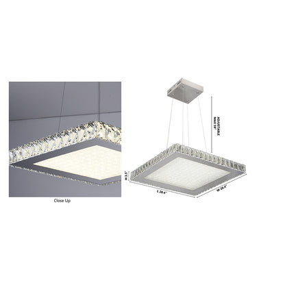 Square Clear Crystal LED Chandelier