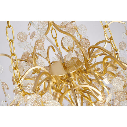 Gold Chandelier With Clear & Champagne Glass Hanging Petals