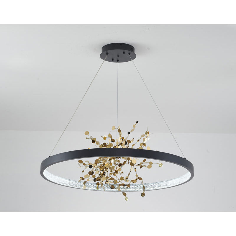 Ring LED Chandelier with Mirror Gold Sparkle